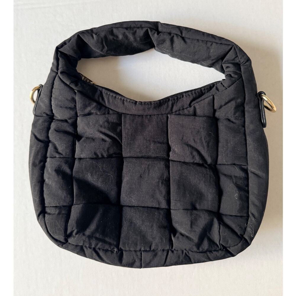 Bostanten Small Puffer Zip Handbag Black Quilted Trendy Fall Purse Bag Pockets